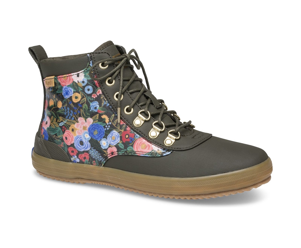 Womens Keds Boots - Rifle Paper Co. Scout Water-Resistant Garden Party - Green - 2975-YZKBA